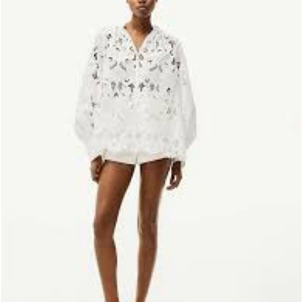H&M White Floral Swim Cover-Up